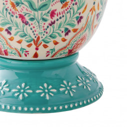 Ceramic serving bowl teal blue peacock series