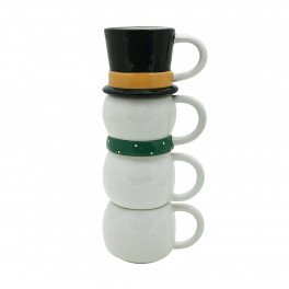Premium ceramic snowman stacking mug set