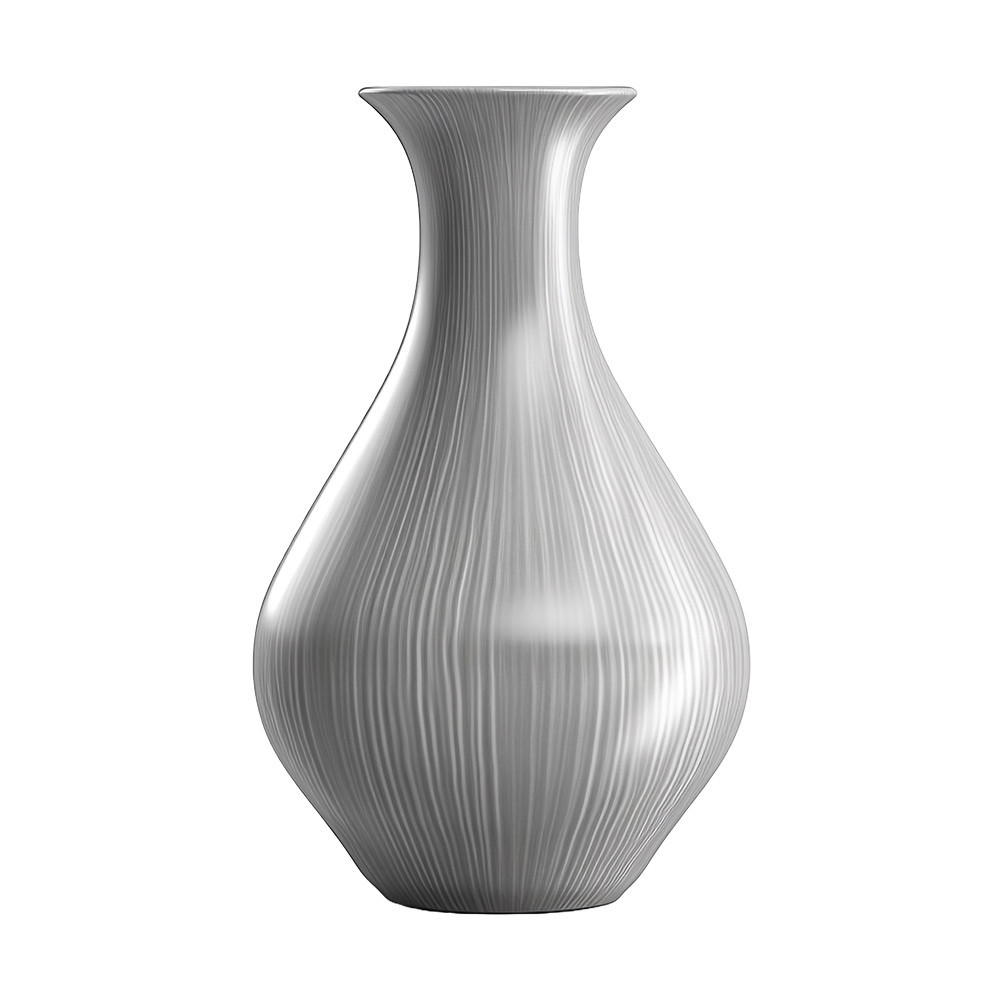 Silver ceramic striped vase beige decoration