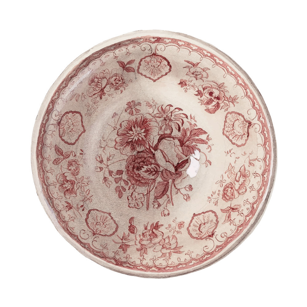 Ceramic pink rose floral plate set