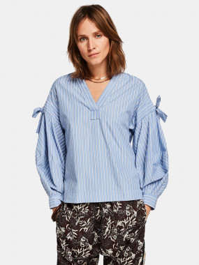 Striped cotton-poplin blouse