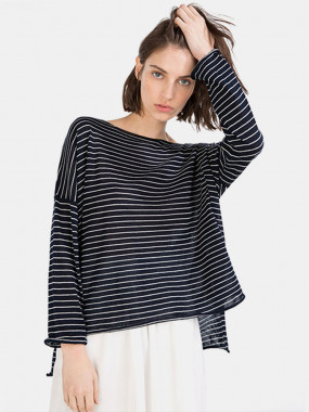 Striped cotton-poplin blouse