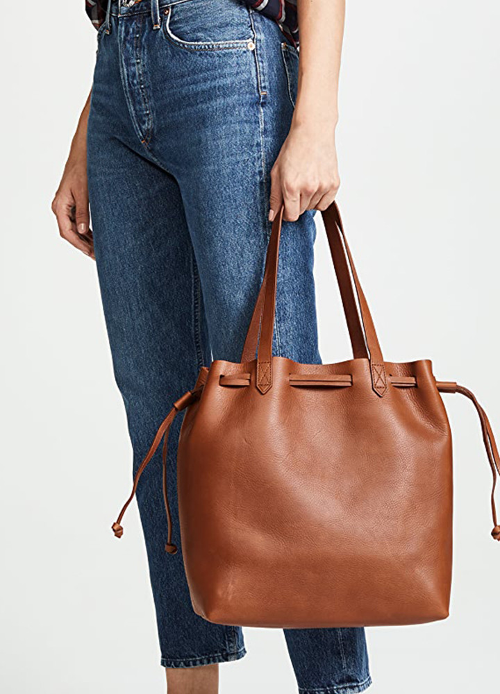Leather Soft Lock Tote Bag With Tablet