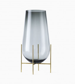 Echasse Smoke Brushed Brass Frame Glass Vase