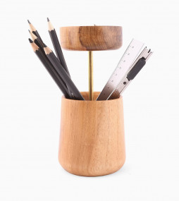 Wooden Pen Holder Solid Wood Desk Pen Pencil Stand