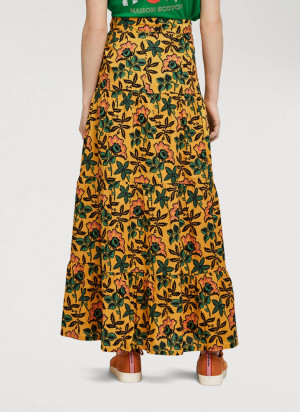 Printed tiered A-line flower skirt