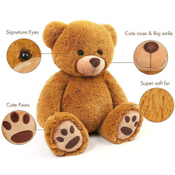 LotFancy Stuffed Animals, Soft Cuddly Stuffed Plush Bear