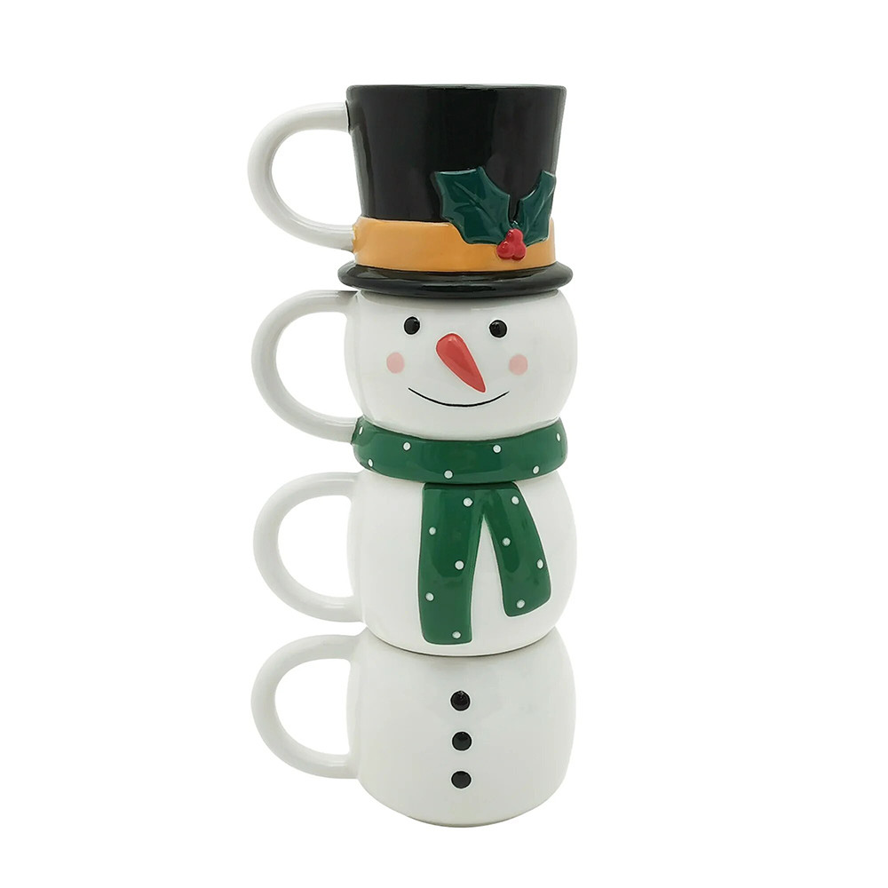 Glossy Ceramic Christmas Character North Mugs Set