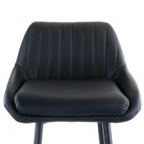 Leather Cocktail High Chair Height in Black with Matte Metal Legs