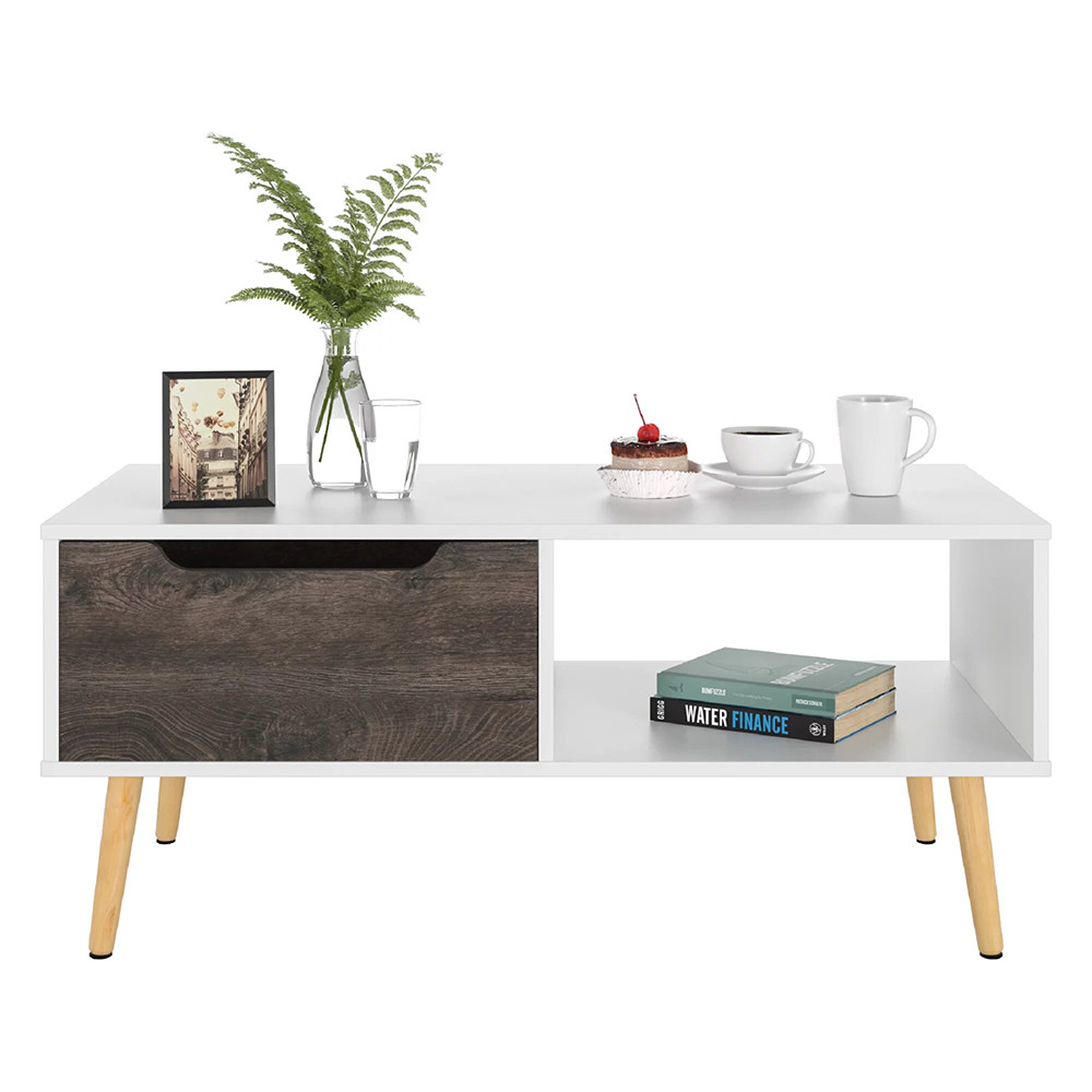 Home Centre White Engineered Wood Coffee Table with Storage