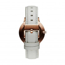 Analog White Dial Women's Watch with Leather Strap