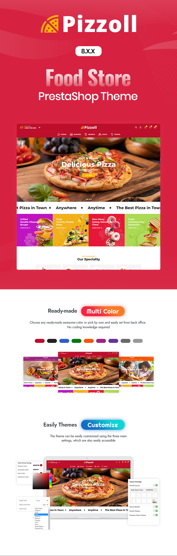 Pizzoll - Pizza & Fast Food Restaurant Prestashop Theme - 1