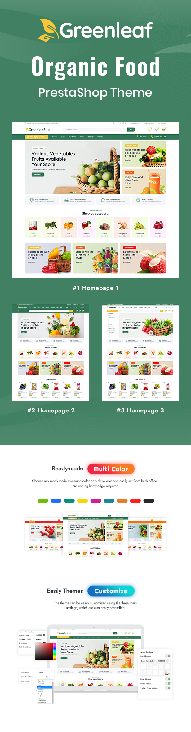 Greenleaf  - Organic Food Store Prestashop Responsive Theme - 1