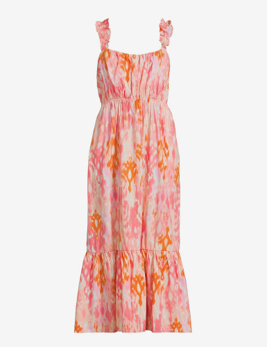 Coral Floral Midi Dress